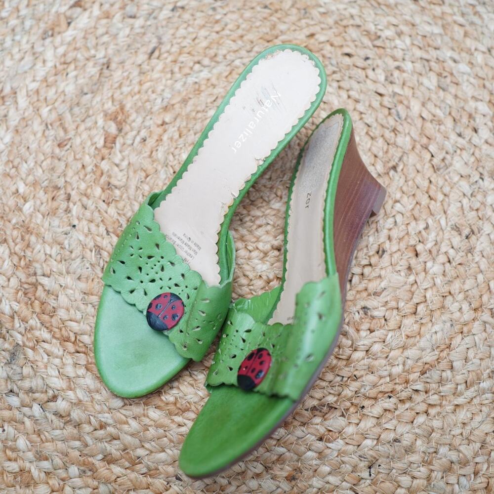Naturalizer Ladybug Leather Wedge Sandals 7.5